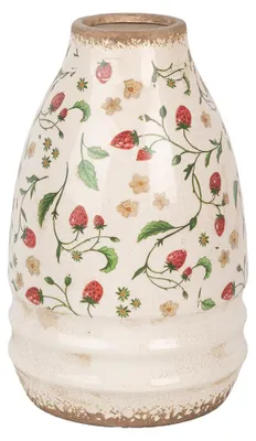 Produktbild von Clayre & Eef Vase Ø 21x32 cm Beige Rot Keramik Blumen