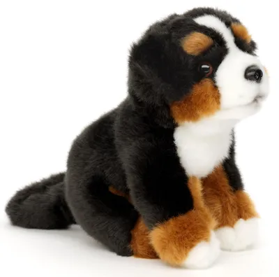 Produktbild von Uni-Toys - Berner Sennenhund Welpe, sitzend - 15 cm (Höhe) - Plüsch-Hund, Hausti