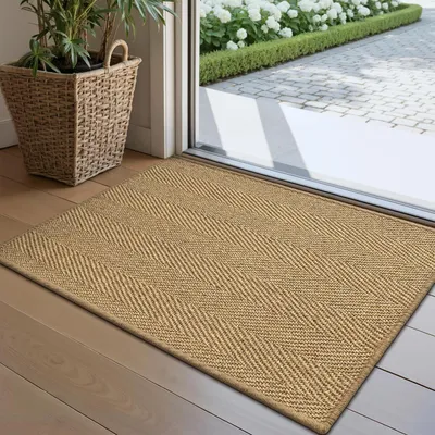 Productafbeelding van Handgeweven sisal vloermat met antislipondergrond en een eenvoudig design, 60 x 90 cm