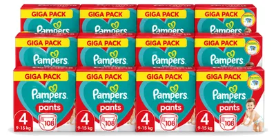 Imagen del producto de 12 pañales tipo pantalón Pampers Baby-Dry, talla 4, para bebés de 9 a 15 kg - Paquete económico - 12 unidades