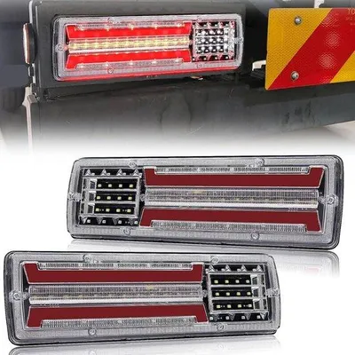 Zdjęcie produktu dla 2 sztuki tylnych świateł LED 12 V do przyczep, wielofunkcyjne tylne światła LED, światła tylne i kierunkowskazy, oświetlenie przyczep