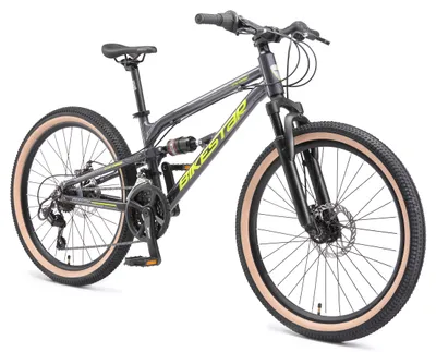 Produktbild von BIKESTAR Alu Kinder Jugend Mountainbike Vollgefedert, 21 Gang Shimano, 24 Zoll ab 9 - 10 Jahre | Fully MTB Scheibenbremse | Schwarz