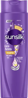 A bottle of Sunsilk shampoo against a white background.