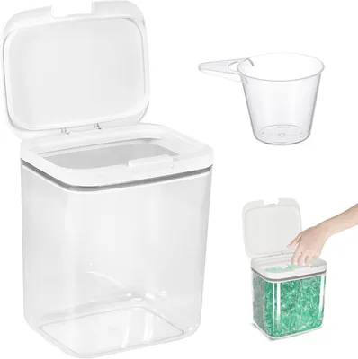 Imagen del producto de Caja transparente para guardar detergente, con capacidad de 5,5 litros, hermética, ideal para baños y aseos