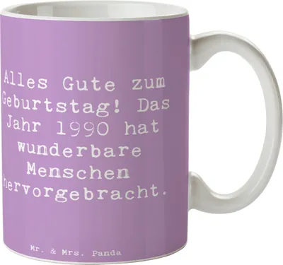 Produktbild von Mr. & Mrs. Panda Becher Spruch 1990 Geburtstag - Lavendeltraum - Geschenk, Kaffeetasse, Jahrgang Geburtstagsgeschenk, Henkelpott, besondere Geburtstagswünsche, Tasse
