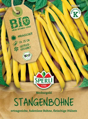 Produktbild von SPERLI Stangenbohnensamen Neckargold gelb Phaseolus vulgaris 16-18 Stangen