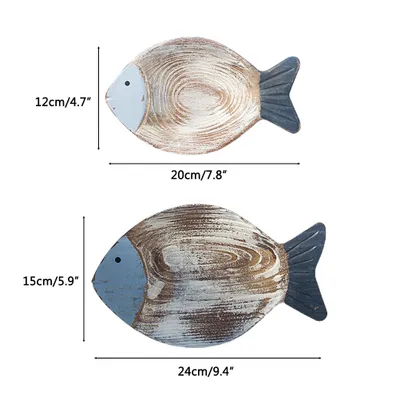 Produktbild von Fisch-Skulptur,Holzfisch hängende Ornament,Holzfisch Wand Kunst Nachbildung