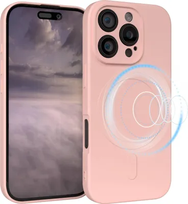 Produktbild von EAZY CASE - Silikonhülle magnetisch für Apple iPhone 16 Pro, Hülle Silikon, weich stoßfeste Magnet Handyhülle, Schutzhülle mit Kameraschutz, TPU Bumper in Rosa