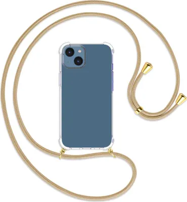 Produktbild von Handykette Backcover-Schutzhülle mit Band (Metall goldfarben) für Apple iPhone 14 (6.1'') - caramel
