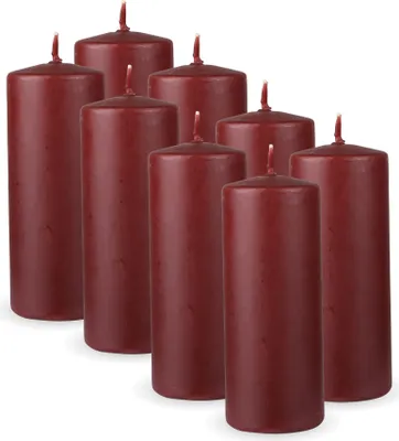 Produktbild von HS Candle Stumpenkerzen 8er Pack "Braun", Größe Ø7 x 16 cm, Wachskerzen lange Brenndauer bis zu 50 Std. - unparfümierte Säulenkerzen - viele Farben/Größen