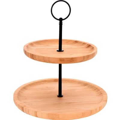 Produktbild von Excellent Houseware Serviertablett 2 Etagen Bambus Rund 16,5/21,5 cm