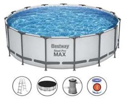 Immagine prodotto di Piscina Steel Pro Max Tonda Con Telaio Portante Cm.427X122H. -kg.60,1 -lt.15.232 - filtro cartuccia (art.5612X)