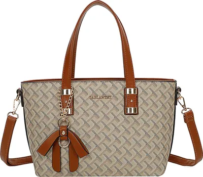 Image de Gallantry, sac shopper femme tressé avec nœud et bandoulière, marron