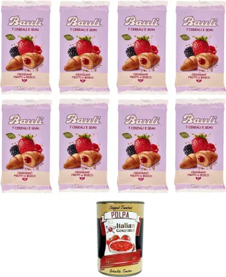 Produktbild von Bauli 7 Cereali e Semi Croissant Frutti di Bosco 7 Getreide und Samen Croissantbeeren 8x270gr+ Italian Gourmet polpa 400g
