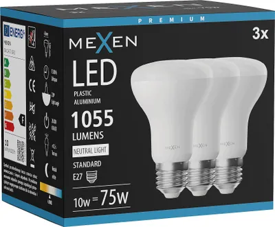 Zdjęcie produktu dla Mexen Nova 3x żarówka LED E27, R63, 10W, Neutralna - 4000K, 1055 lm - L104-E27-1040-01x03