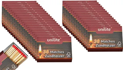 Produktbild von 40 Schachteln Unilite Zündhölzer Streichhölzer Zündholzschachtel Hölzer