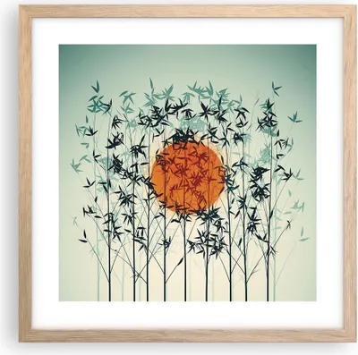 Produktbild von Gerahmtes Poster - Rahmen in heller Eiche - Westen Sonne Gras - 40x40 cm - Wand Bild - Wanddeko - Wandbilder - Kunstposter - Wandposter - Bilderrahmen - Bilder - Kunstdruck - P2NAC40x40-5104