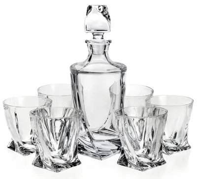 Produktbild von Whisky Set Bohemia Quadro Kristallglas Karaffe 850 ml und 6 Gläser