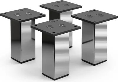 Produktbild von 4er Set sossai Aluminium Möbelfüße 120mm in Chrom Schrankfüße Sockelfüße