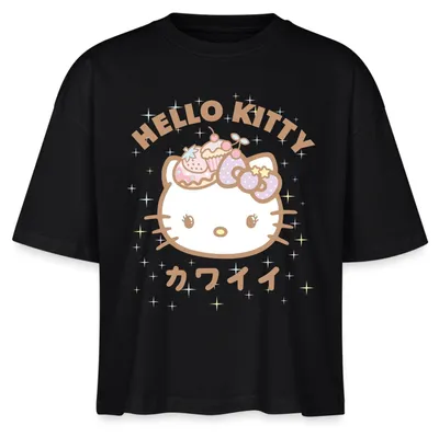 Produktbild von Spreadshirt Hello Kitty Kawaii Stil Boxy Shirt Damen, XXL, Schwarz