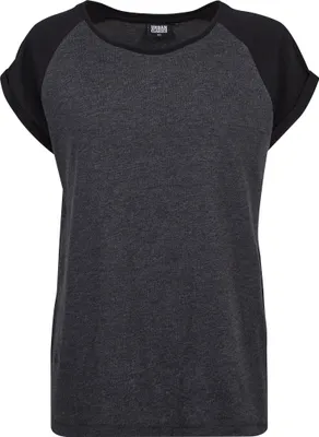 Produktbild von Urban Classics T-Shirt Damen Ladies Contrast Raglan Tee charcoal/schwarz 4XL