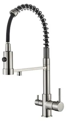 Produktbild von 3-Wege Küchenarmatur Solid Spring mit Wasserfilter-Anschluss, herausziehbare Brause, 360° schwenkbar, getrennte Wasserwege, Keramikkartusche Chrom