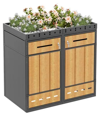 Produktbild von Mülltonnenbox mit Pflanzdach 120-240L Mülltonnenschrank Müllbox Verkleidung wetterfest