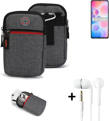 Produktbild von K-S-Trade Gürteltaasche + Kopfhörer kompatibel mit Xiaomi Mi 11X Handy Tasche Holster Schutz Hülle Handy Hülle grau Zusatzfächer 1x
