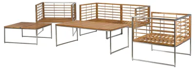 Produktbild von home24 Loungegruppe - 6-teilig - Webstoff / Teak Massiv