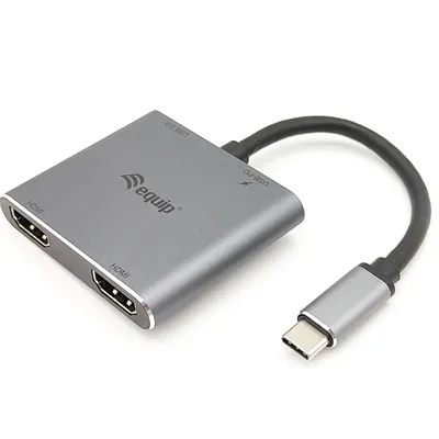Image de Equip Dock 4-1 USB-C->2xHDMI,USB-A,100W USB-C 0.15m