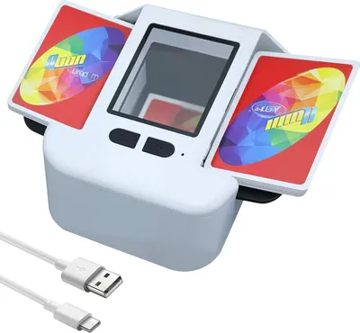 Produktbild von Elektrische Kartenmischmaschine mit 2000 mAh Akku für Poker, UNO,Skip-Bo – Leise & Schnell mit Typ-C-Ladung