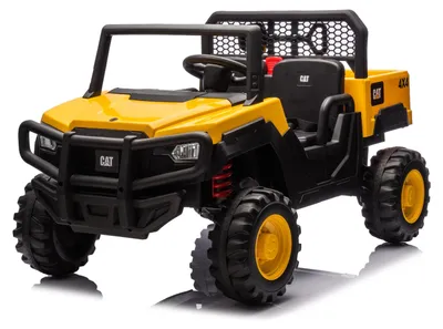 Zdjęcie produktu dla CAT – traktor dla dzieci, samochodzik na pedały, samochód elektryczny z przyczepką, klakson, pojazd na pedały, kolor żółty, Sun Baby