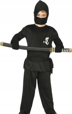 Productafbeelding van Zwart ninja-vechter carnaval/vastenavond kostuum voor jongens, heldenmodel, maat 110-146, maat: 110/116