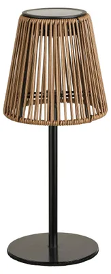 Image de Lampe solaire Salford en polyrattan marron et métal noir — ø13,5×30,5 cm