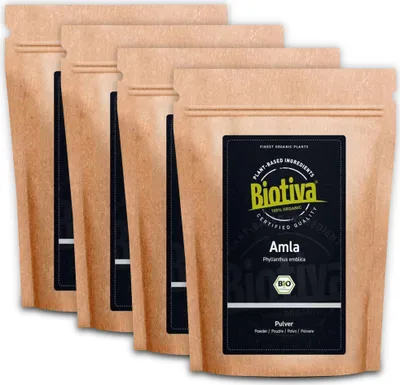 Produktbild von Biotiva Amla Pulver 1kg (4x250g) aus biologischem Anba
