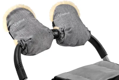 Produktbild von Fellhof Handwärmer Uni 2-teilig Lammfell Kinderwagen Buggy Muff Winter warm schwarz