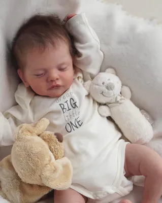 Image de Poupée reborn en silicone, 45 cm, avec les yeux fermés, pour enfants