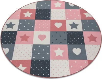 Produktbild von Teppich für Kinder STARS Kreis Sterne rosa / grau Rosa rund 170 cm