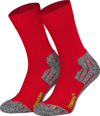 Produktbild von Tobeni 2 Paar Damen Herren Trekkingsocken Wandersocken Outdoor-Funktionssocken Atmungsaktiv Uni, Farbe:Rot, Grösse:39-42