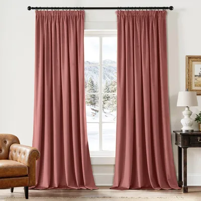 Immagine prodotto di Tende in velluto opaco con passanti - Rosa antico - Set di 2