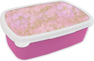 Produktbild von KitchenYeah® Lunchbox Brotzeit Brotdose 17x11 cm Glitter - Gold - Marmor - Muster Kinder Brotzeitdose - Lunchpaket - Brotkasten  - Sandwich Box