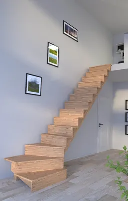 Produktbild von Holztreppe Lindos (Eiche) in  1/4 gewendelter Ausführung rechts-100 cm-rechts-ohne Geländer-mit Setzstufen