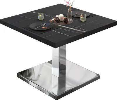 Produktbild von BM | Bistro Loungetisch | B:T:H 70 x 70 x 41 cm | Schwarz Marmor / Edelstahl | Bistro Tisch Loungetisch