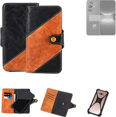 Produktbild von K-S-Trade Handyhülle Schutzhülle Bookstyle Case Wallet-Case kompatibel mit Huawei nova 12 Lite Handy Cover Bumper Klapphülle schwarz hellbraun 1x