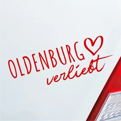 Produktbild von Auto Aufkleber Oldenburg verliebt Herz Stadt Heimat Liebe Car 19x6 cm Rot Sticker Heckscheibenaufkleber