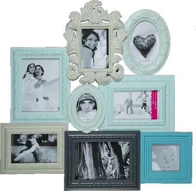 Produktbild von Bilderrahmen Vintage bunt 59x58cm Kunststoff für 8 Bilder Wandmontage