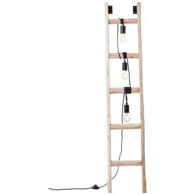 Produktbild von BRILLIANT Stehlampe LADDER im Nature Stil | dekorative Stehleuchte aus Holz mit Wandbefestigung | 3x E27 Fassung max. 14W | Holz/Metall