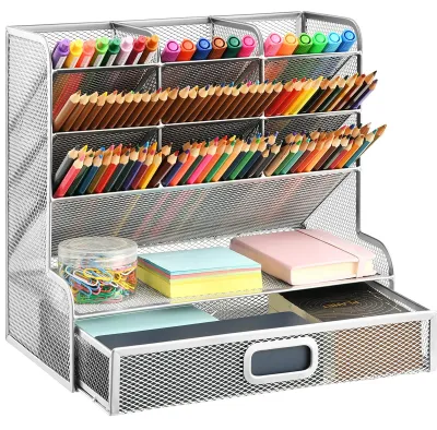 Immagine prodotto di Organizzatore da scrivania a rete - Portaoggetti multifunzionale con cassetti