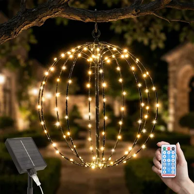 Produktbild von Solar Kugel  Lichterkette Ø30cm 120 LEDs Gartenleuchte Party & Hochzeit Kugelleuchte Hängelampe Außen Dekoleuchte Warmweiß