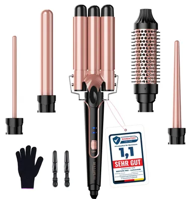 Produktbild von BESTOPE PRO Lockenstab, 5 in 1 Lockenstäbe Set mit Glätteisen, Thermobürste, 3 K